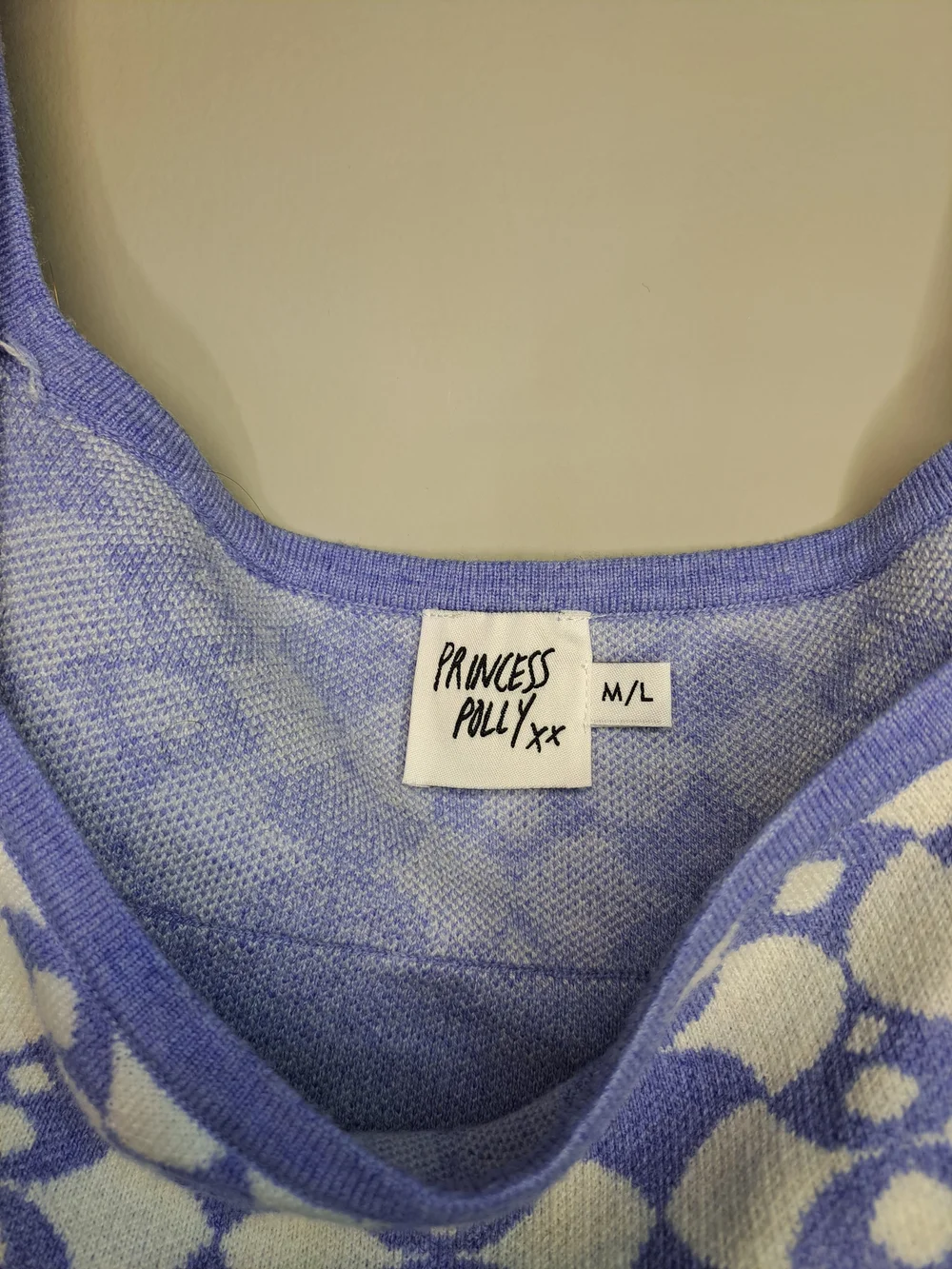 Princess Polly Lavender & White Knit Patterned Bandeau Tank